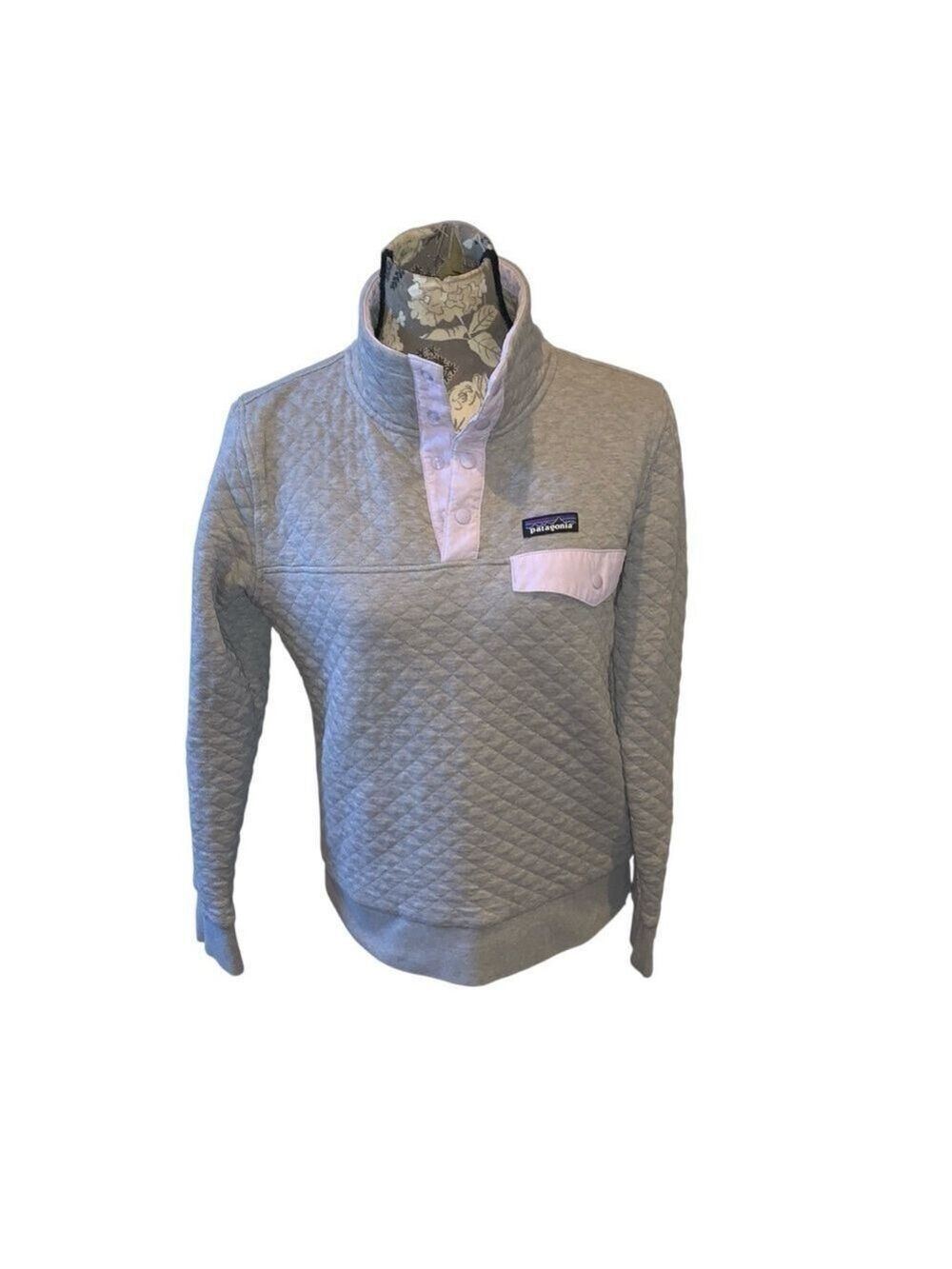 PATAGONIA Light Gray Snap T Quilted Pullover Cotton size small
